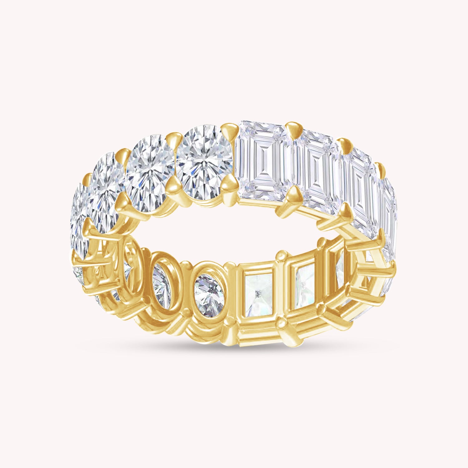 Half & Half Oval Eternity Eternity Moissanite Ring_Width 6MM