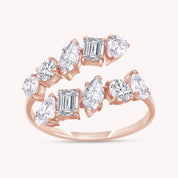 Multi-Shape Twist Ring Lab Created Moissanite Bypass Promise Ring