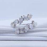 Multi-Shape Twist Ring White Cubic Zirconia Bypass Promise Ring