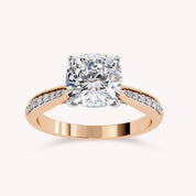 Luxury Cushion Cut Lab Grown Diamond Ring with Sparkling Side Stones