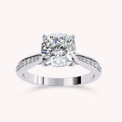 Luxury Cushion Cut Lab Grown Diamond Ring with Sparkling Side Stones