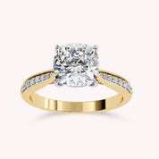 Luxury Cushion Cut Lab Grown Diamond Ring with Sparkling Side Stones