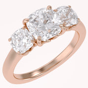 Classic Cushion Cut Lab Grown Diamond Ring | Three Stone Statement Jewelry