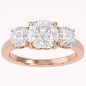 Classic Cushion Cut Lab Grown Diamond Ring | Three Stone Statement Jewelry