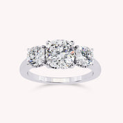 Classic Cushion Cut Lab Grown Diamond Ring | Three Stone Statement Jewelry