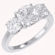 Classic Cushion Cut Lab Grown Diamond Ring | Three Stone Statement Jewelry