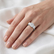 Classic Cushion Cut Lab Grown Diamond Ring | Three Stone Statement Jewelry