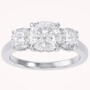Classic Cushion Cut Lab Grown Diamond Ring | Three Stone Statement Jewelry