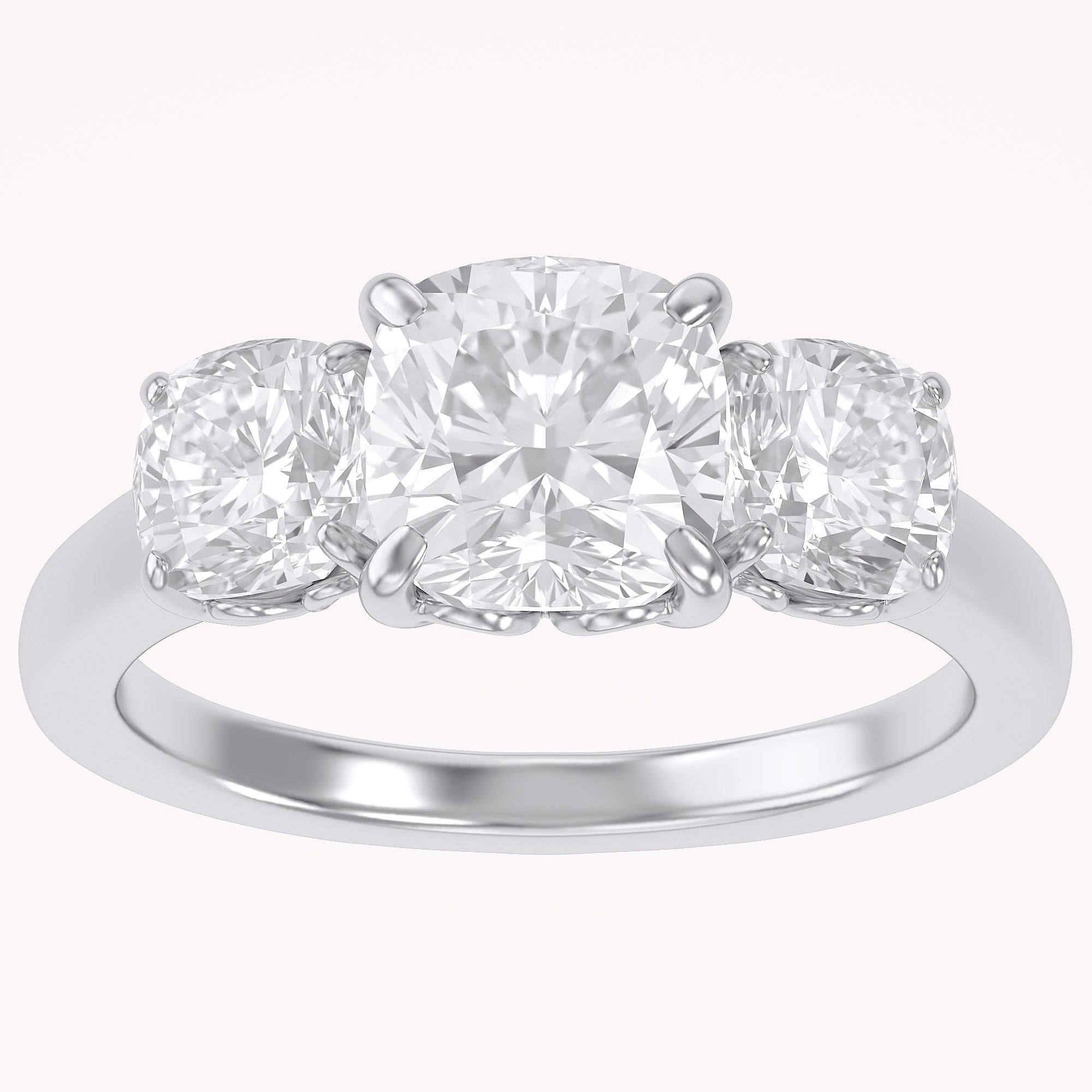 Classic Cushion Cut Lab Grown Diamond Ring | Three Stone Statement Jewelry