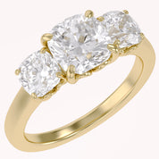 Classic Cushion Cut Lab Grown Diamond Ring | Three Stone Statement Jewelry