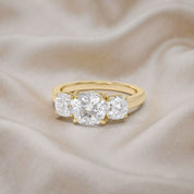 Classic Cushion Cut Lab Grown Diamond Ring | Three Stone Statement Jewelry