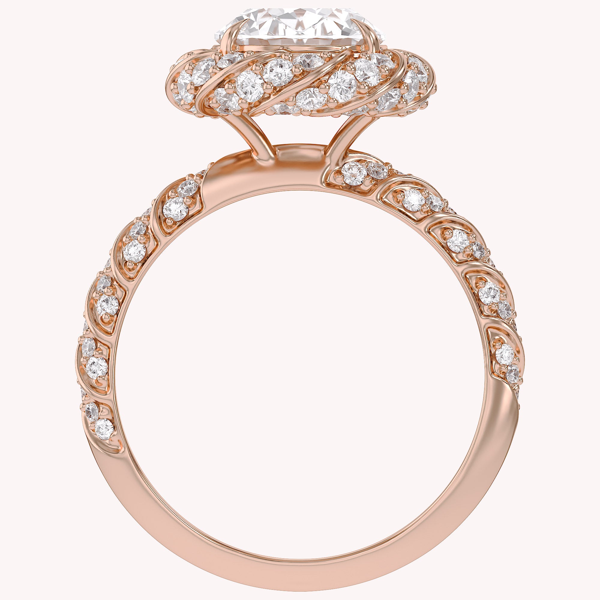Elegant Oval Cut Diamond Engagement Ring with Round Diamond Halo