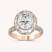 Elegant Oval Cut Diamond Engagement Ring with Round Diamond Halo