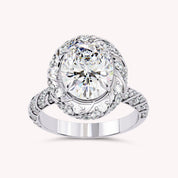 Elegant Oval Cut Diamond Engagement Ring with Round Diamond Halo