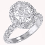 Elegant Oval Cut Diamond Engagement Ring with Round Diamond Halo