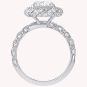 Elegant Oval Cut Diamond Engagement Ring with Round Diamond Halo