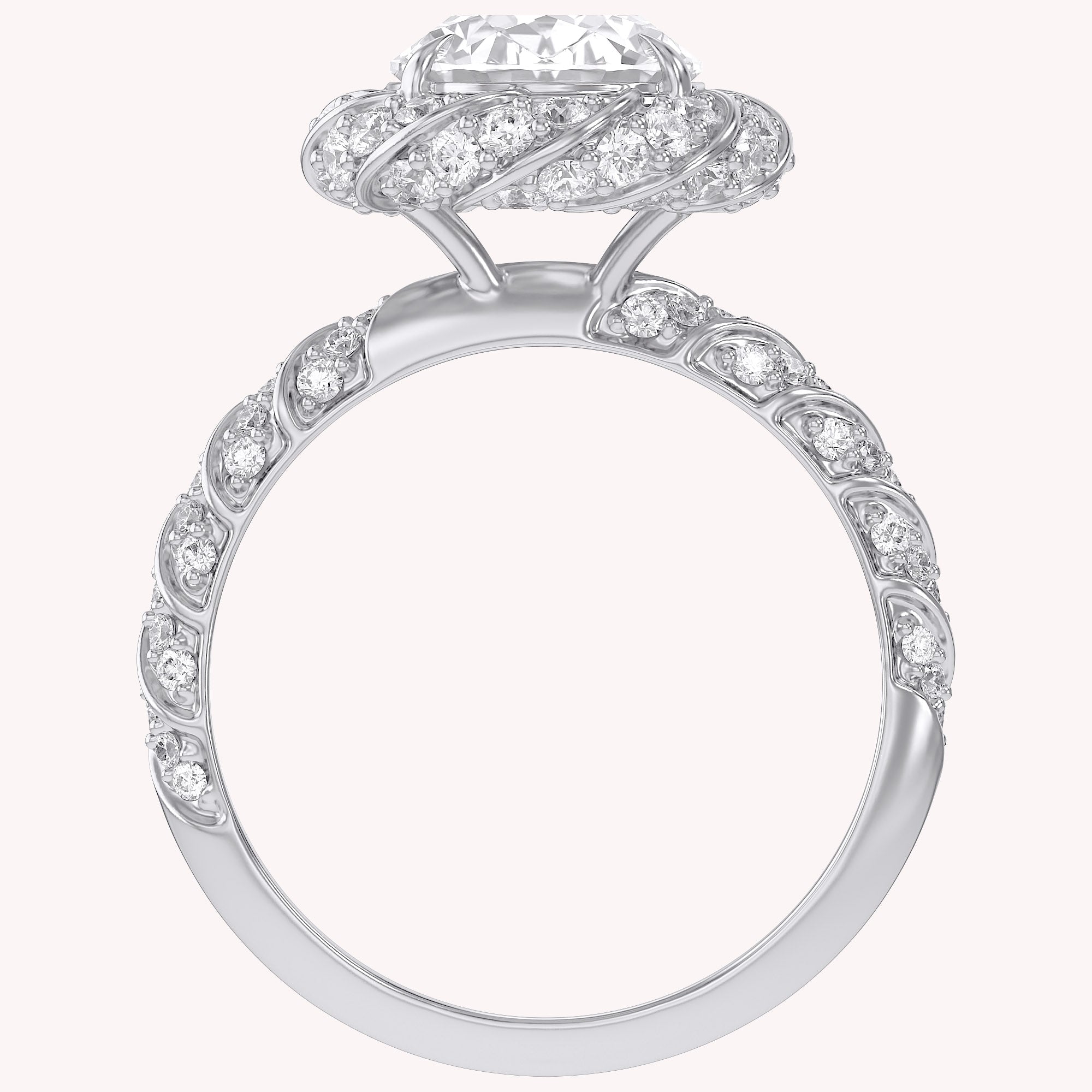 Elegant Oval Cut Diamond Engagement Ring with Round Diamond Halo