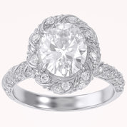 Elegant Oval Cut Diamond Engagement Ring with Round Diamond Halo