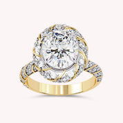 Elegant Oval Cut Diamond Engagement Ring with Round Diamond Halo