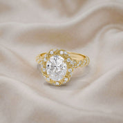 Elegant Oval Cut Diamond Engagement Ring with Round Diamond Halo