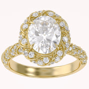 Elegant Oval Cut Diamond Engagement Ring with Round Diamond Halo