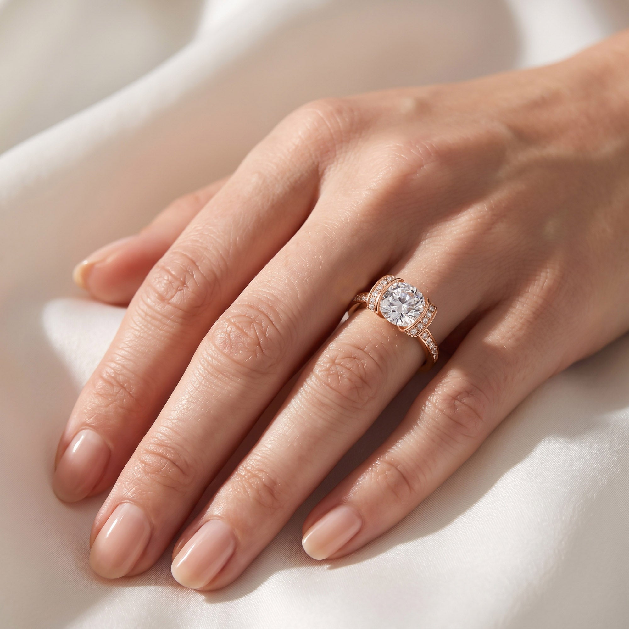 Round Brilliant Lab Grown Diamond Statement Ring with Prong Setting