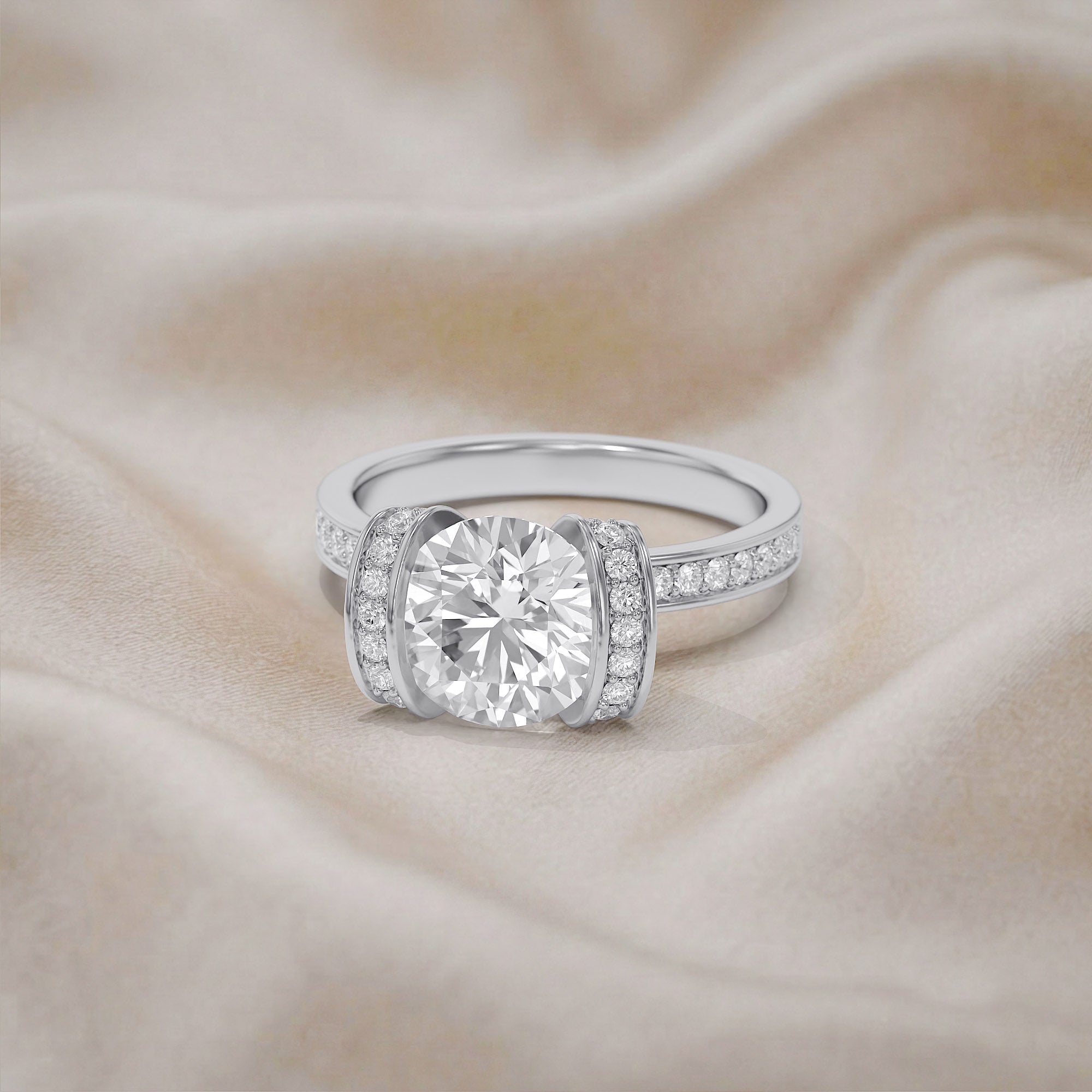 Round Brilliant Lab Grown Diamond Statement Ring with Prong Setting