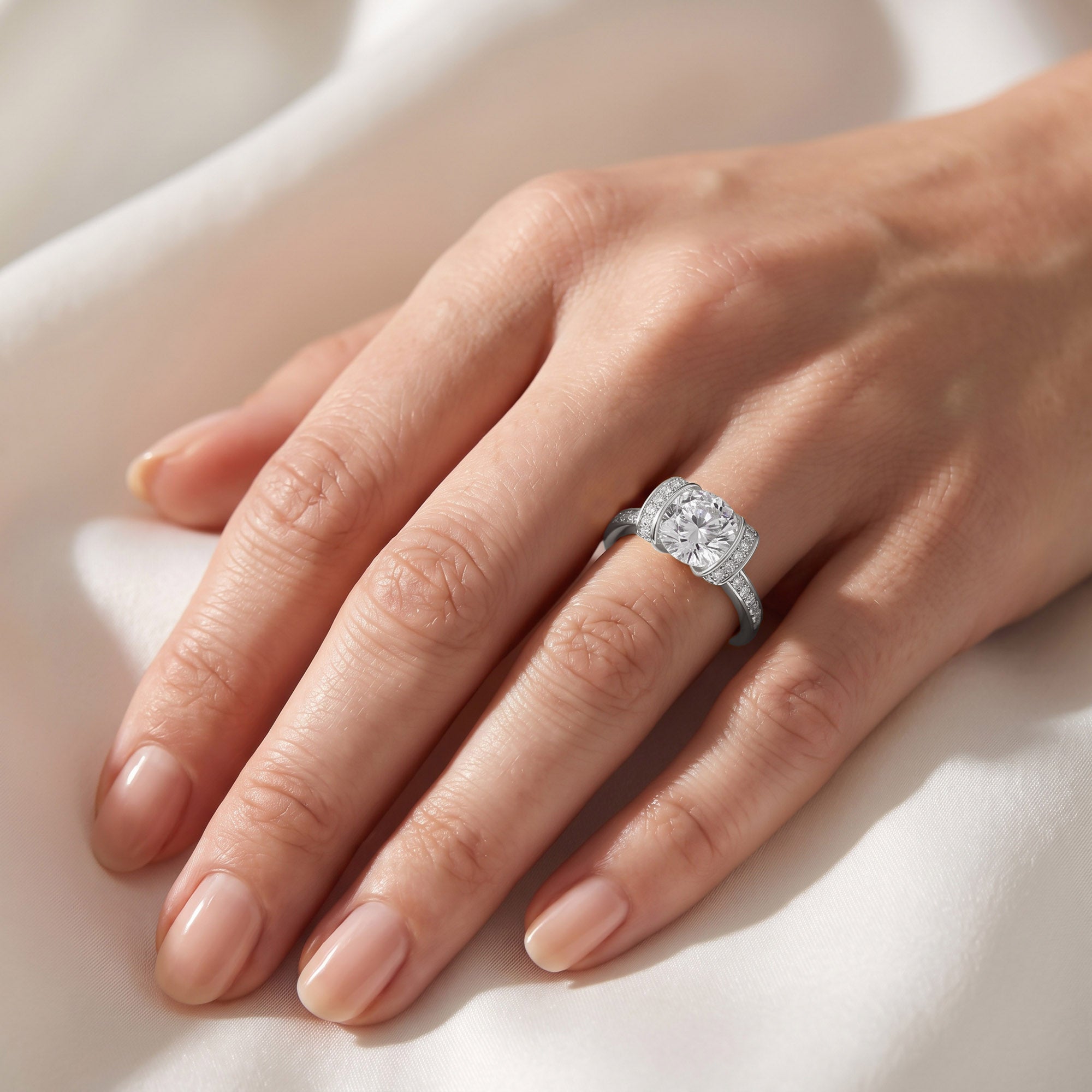 Round Brilliant Lab Grown Diamond Statement Ring with Prong Setting