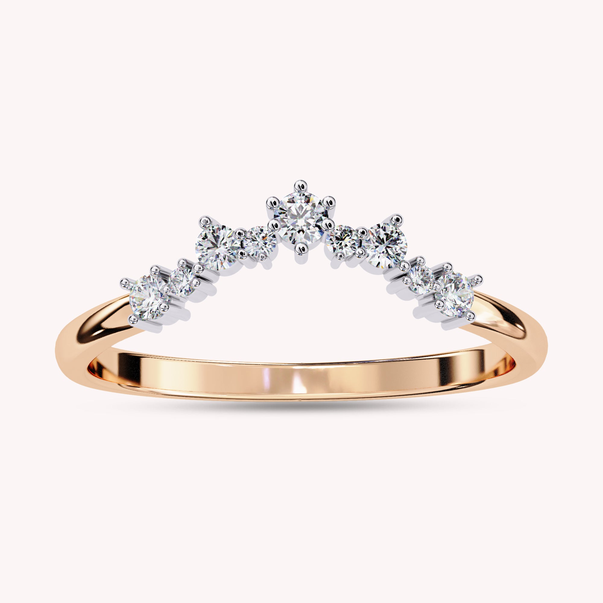 0.25 Cttw Lab Grown Diamond Curved Wedding Band Rings for Women