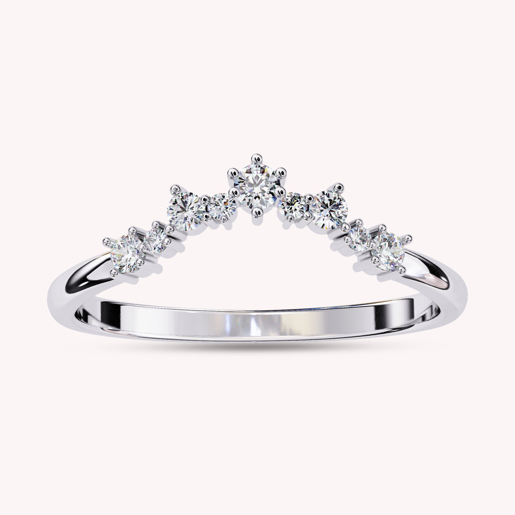 0.25 Cttw Lab Grown Diamond Curved Wedding Band Rings for Women