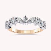 0.90 Cttw Marquise and Round Shape Diamond Anniversary Ring for Women