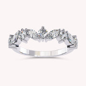 0.90 Cttw Marquise and Round Shape Diamond Anniversary Ring for Women