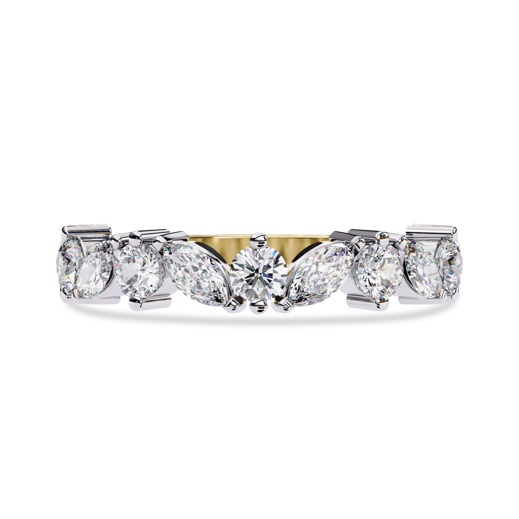 0.90 Cttw Marquise and Round Shape Diamond Anniversary Ring for Women