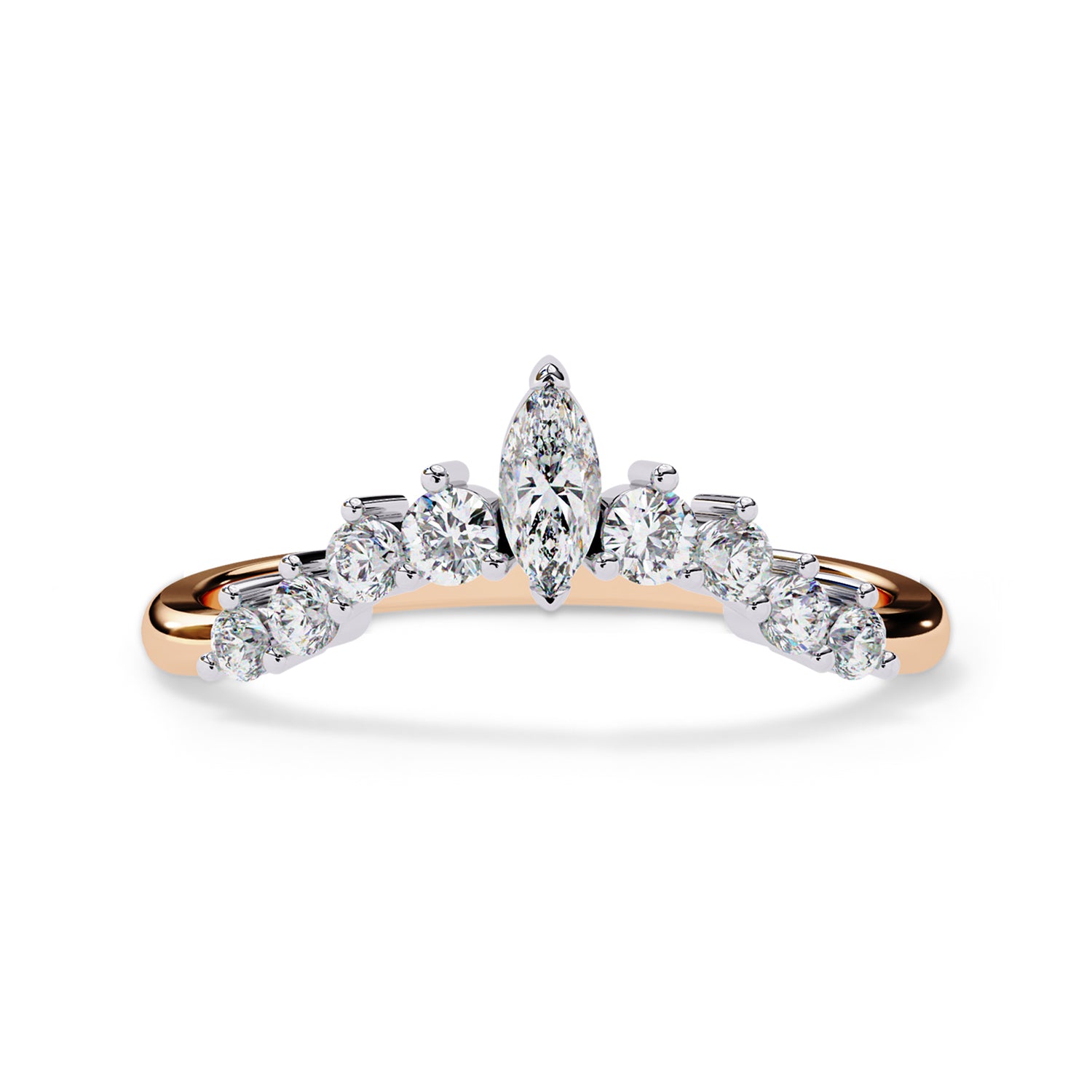 Marquise and Round Cut Lab Grown Diamond Engagement Ring
