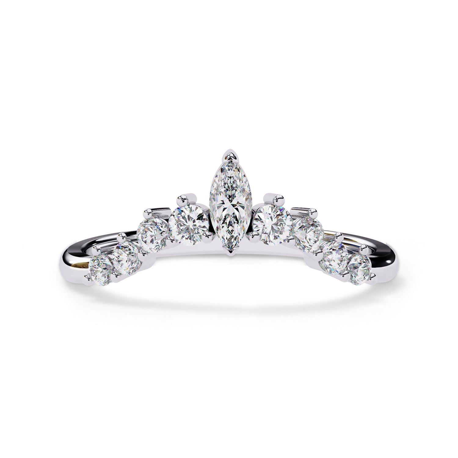 Marquise and Round Cut Lab Grown Diamond Engagement Ring