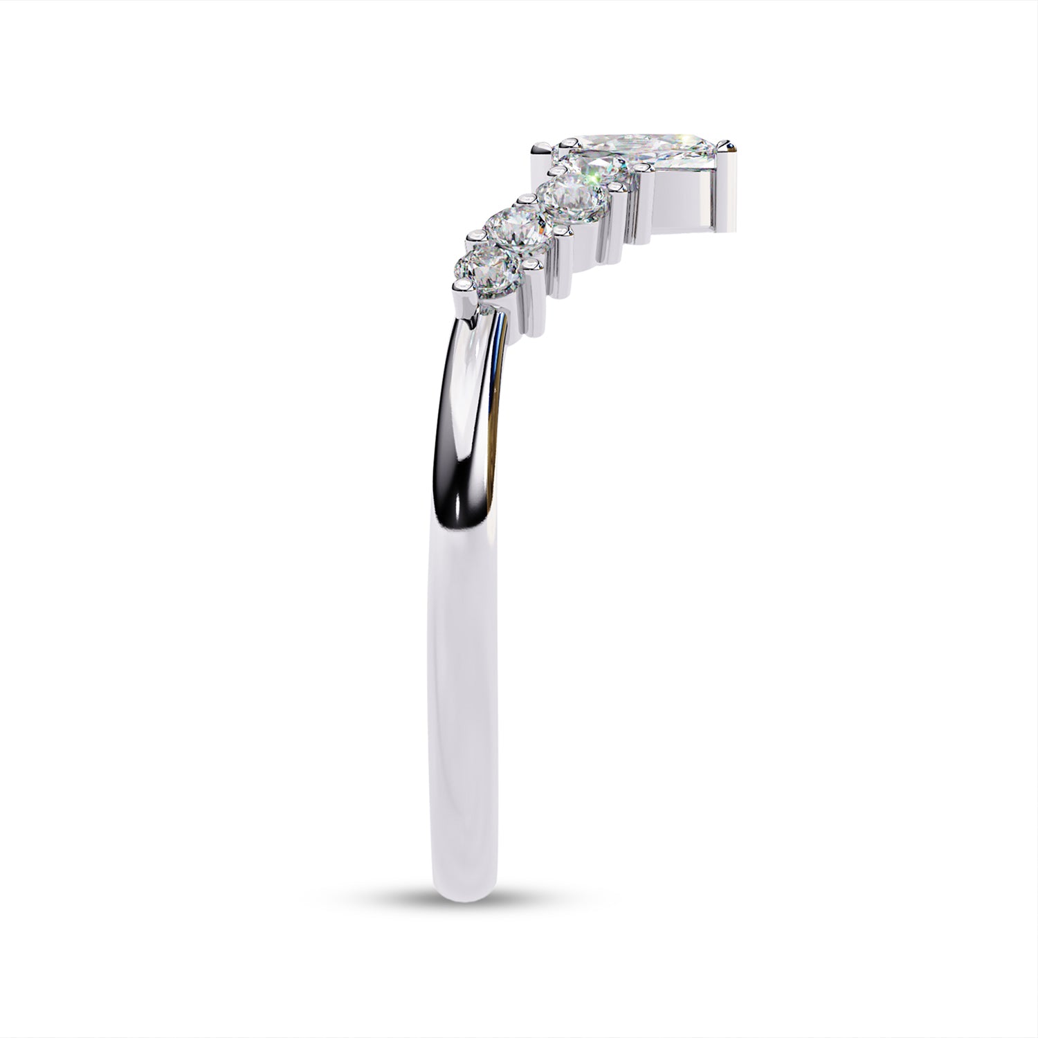 Marquise and Round Cut Lab Grown Diamond Engagement Ring