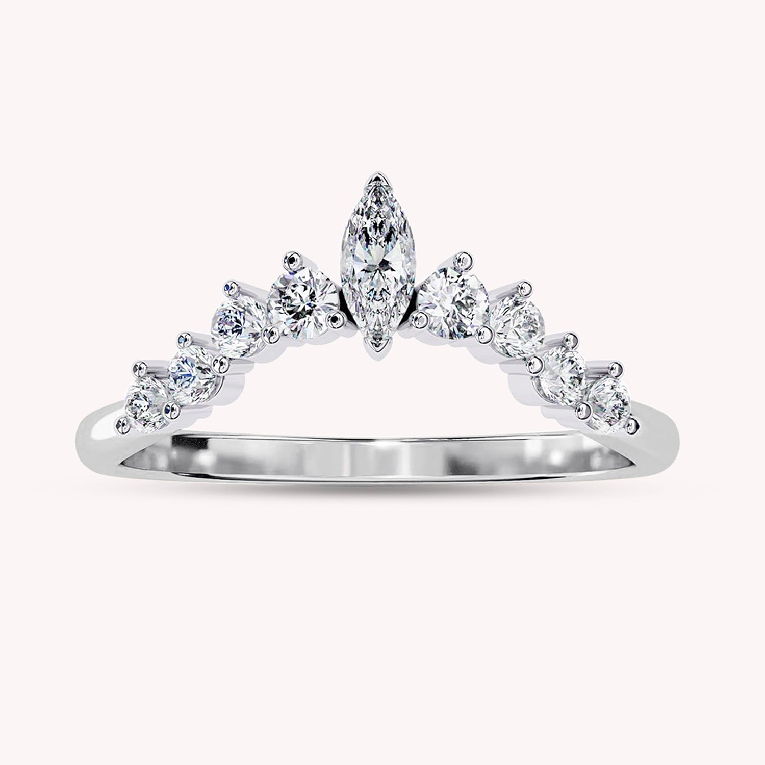 Marquise and Round Cut Lab Grown Diamond Engagement Ring