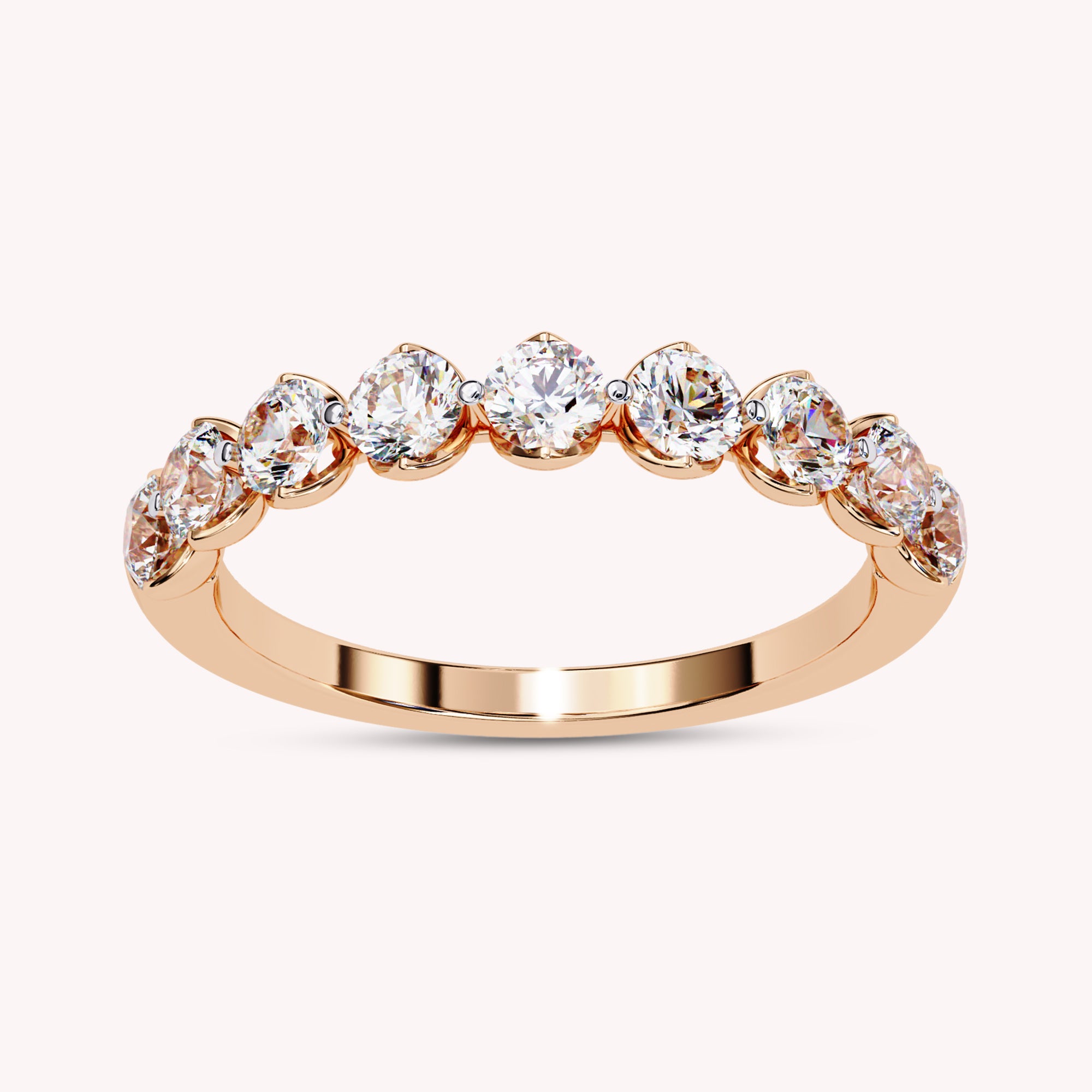 9 Stone Half Eternity Wedding Band Rings for Women