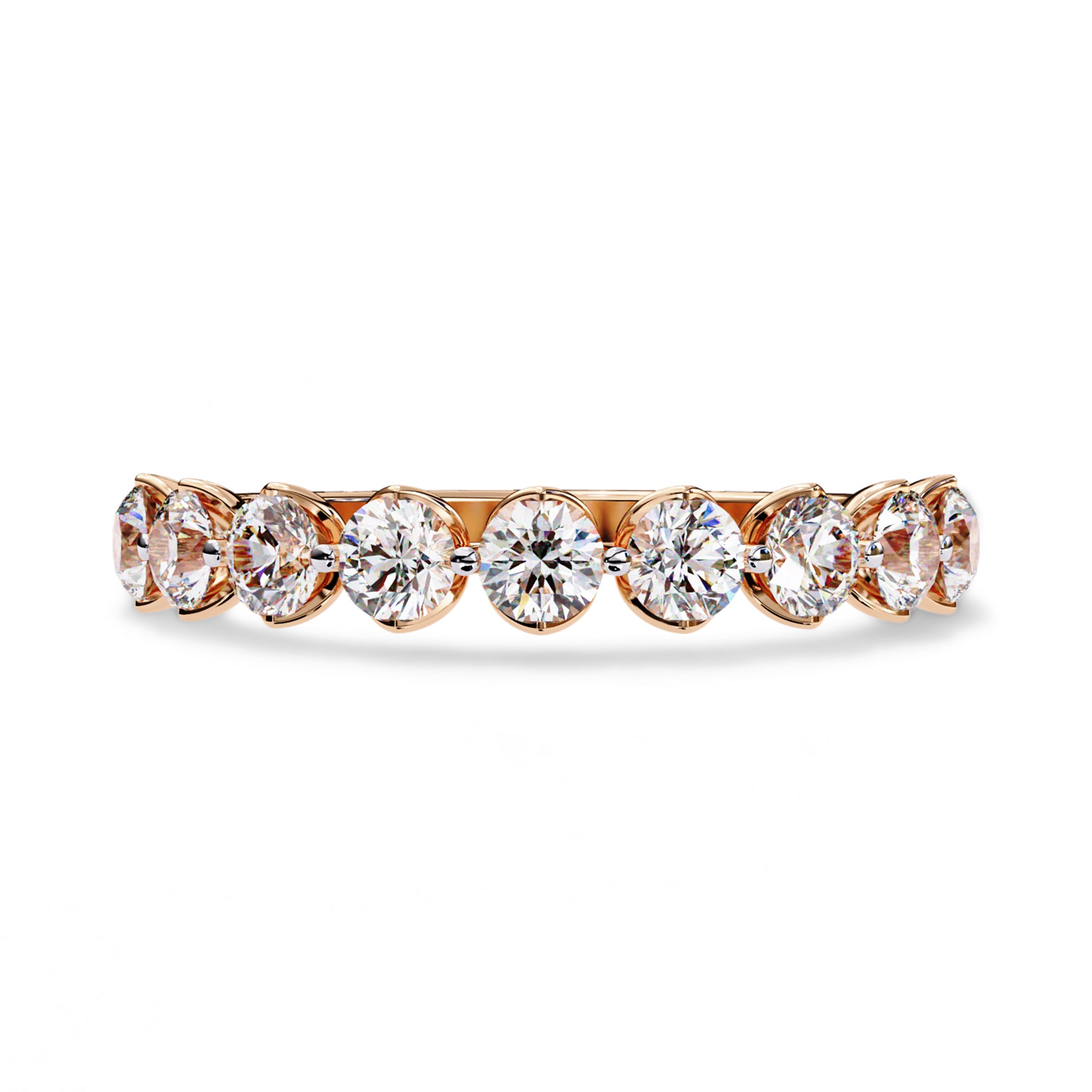 9 Stone Half Eternity Wedding Band Rings for Women