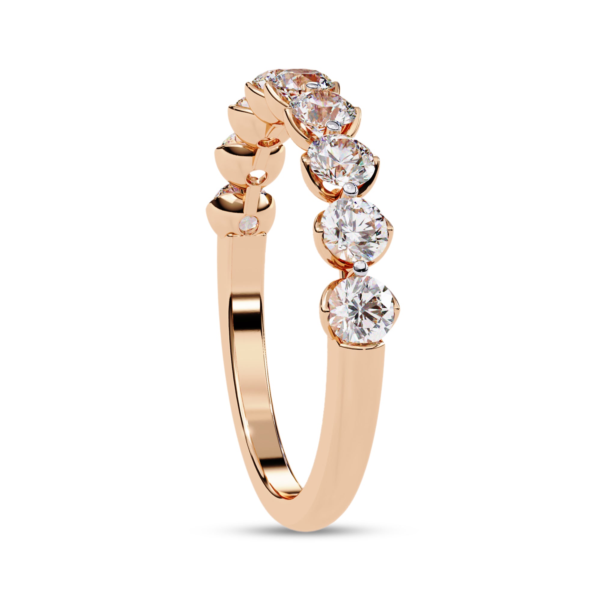 9 Stone Half Eternity Wedding Band Rings for Women