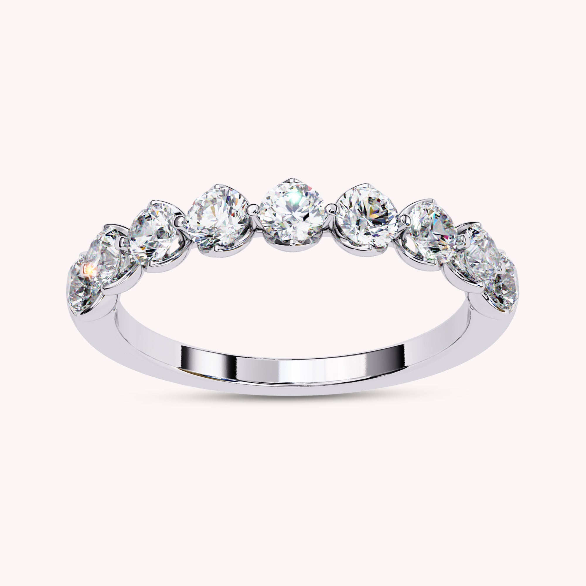9 Stone Half Eternity Wedding Band Rings for Women