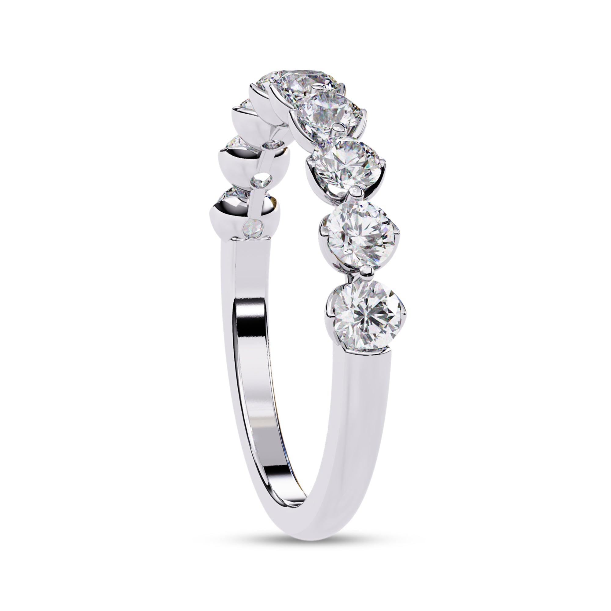 9 Stone Half Eternity Wedding Band Rings for Women