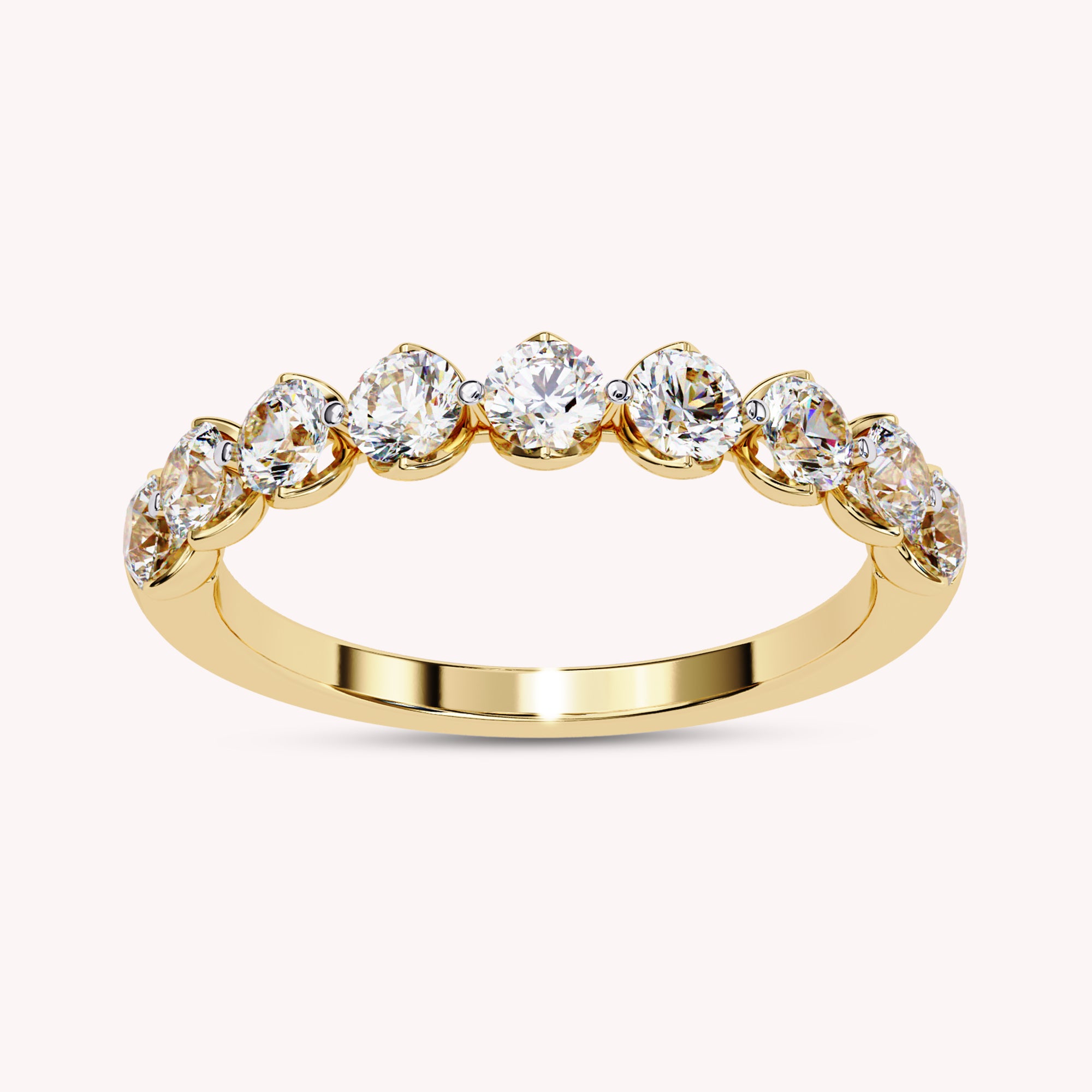 9 Stone Half Eternity Wedding Band Rings for Women