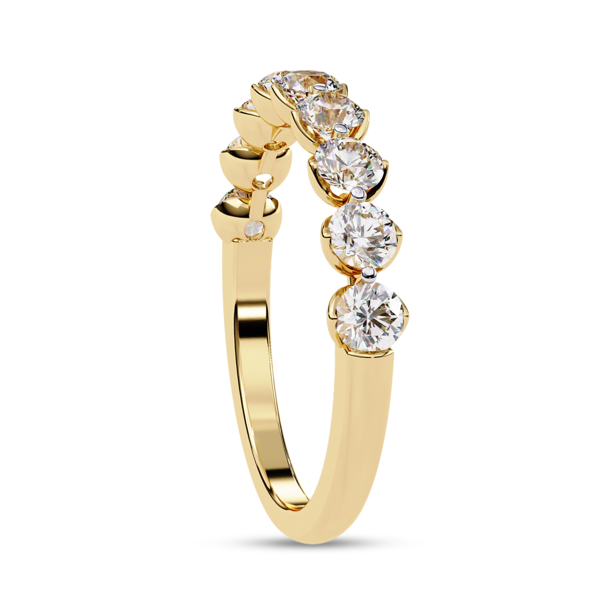 9 Stone Half Eternity Wedding Band Rings for Women