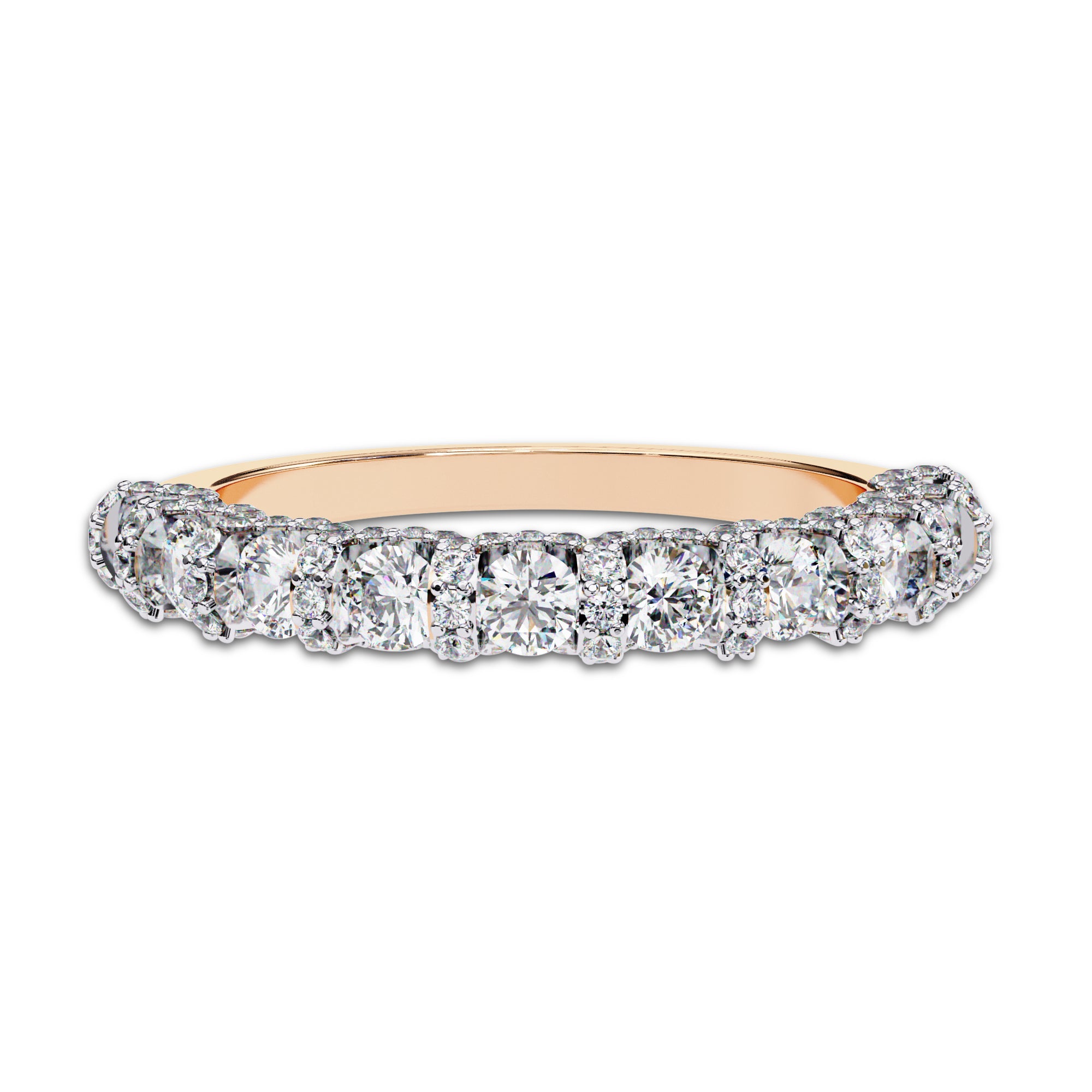 0.95 Cttw Lab Grown Diamond Half Eternity Cluster Wedding Band Rings for Women