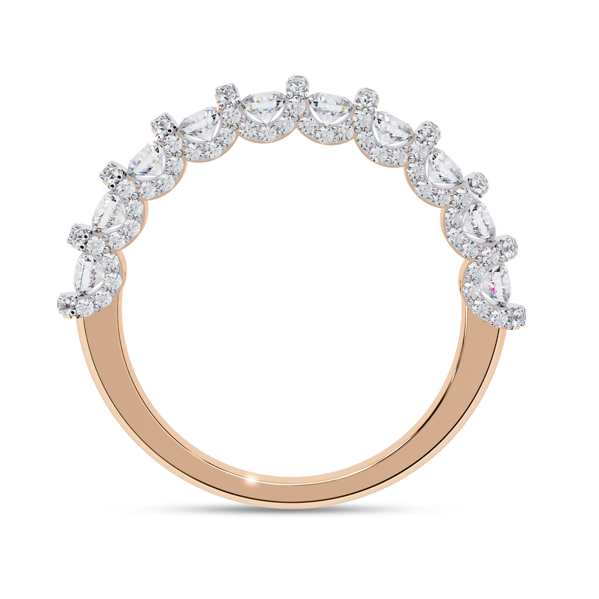 0.95 Cttw Lab Grown Diamond Half Eternity Cluster Wedding Band Rings for Women