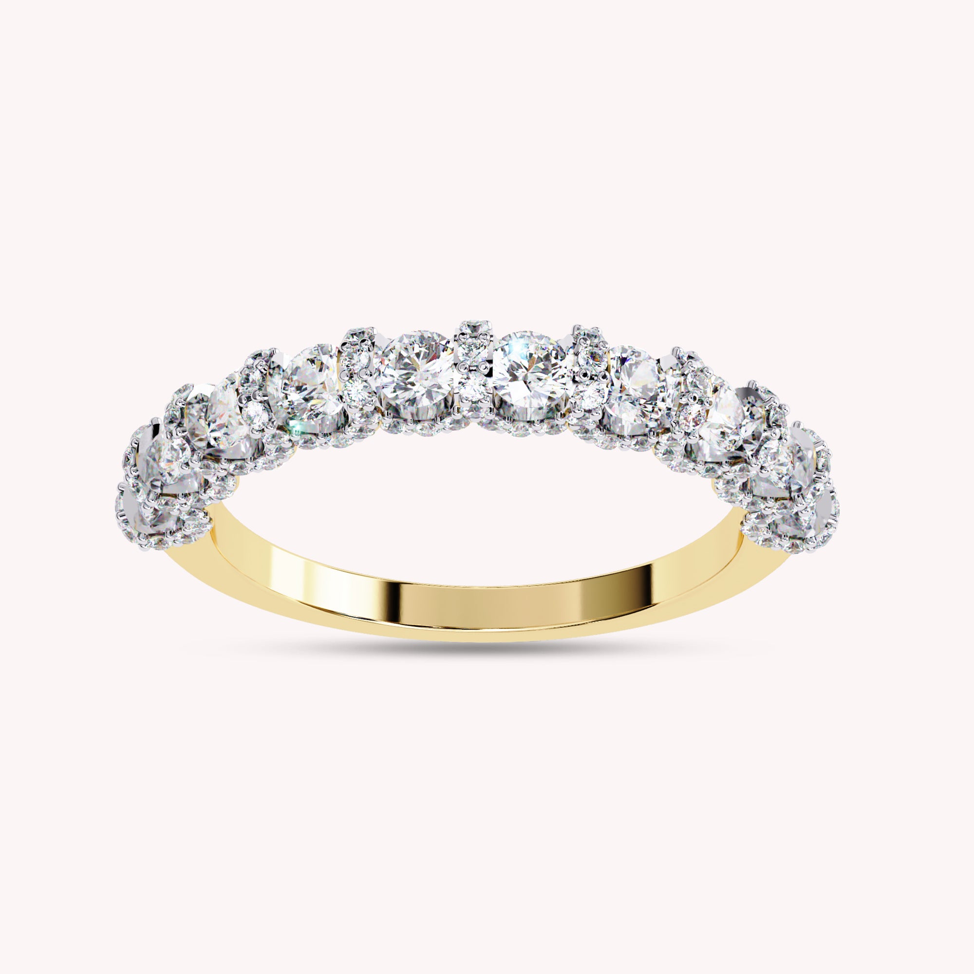 0.95 Cttw Lab Grown Diamond Half Eternity Cluster Wedding Band Rings for Women