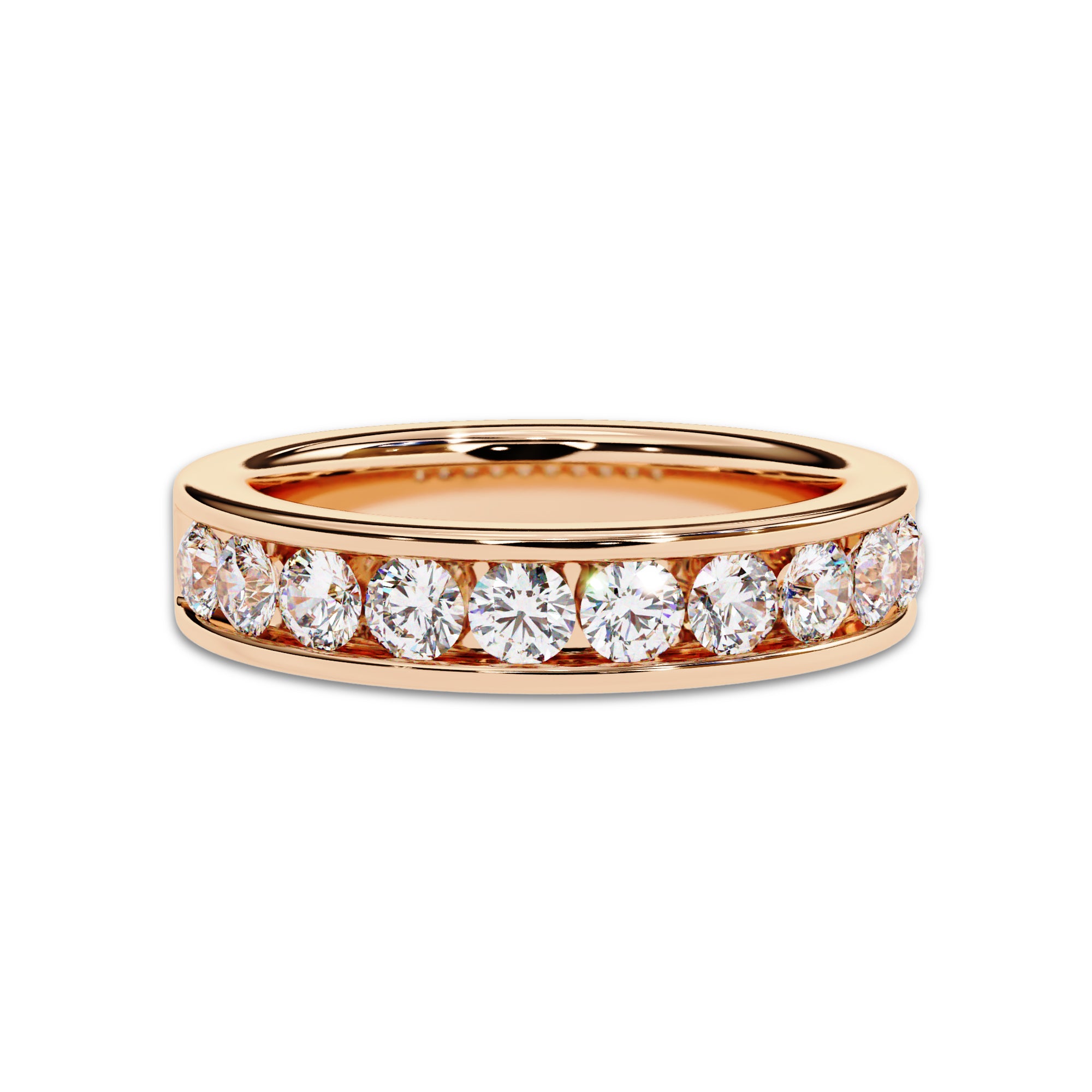 1 Cttw Half Eternity Channel Set Wedding Band Rings for Women Jewelry