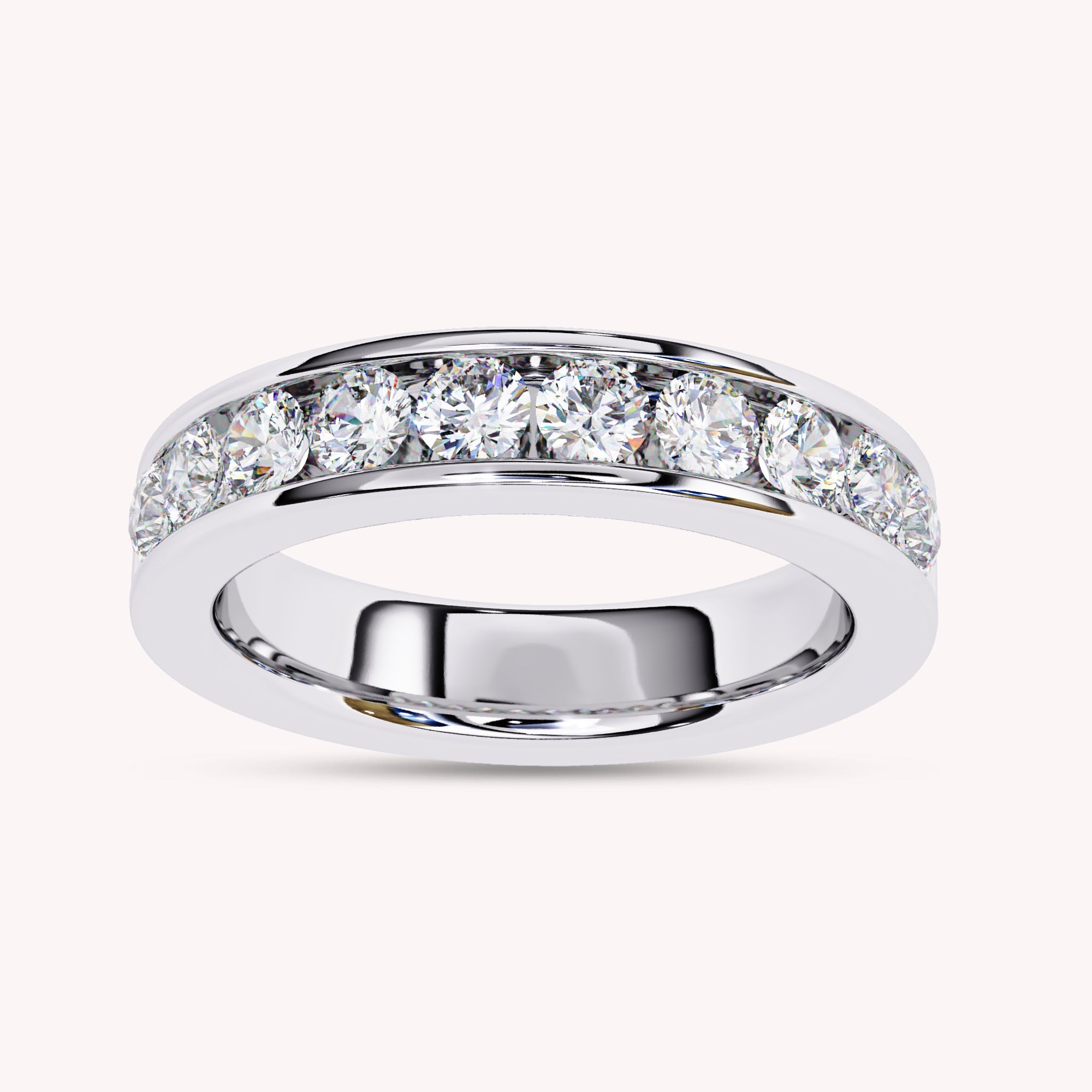 1 Cttw Half Eternity Channel Set Wedding Band Rings for Women Jewelry