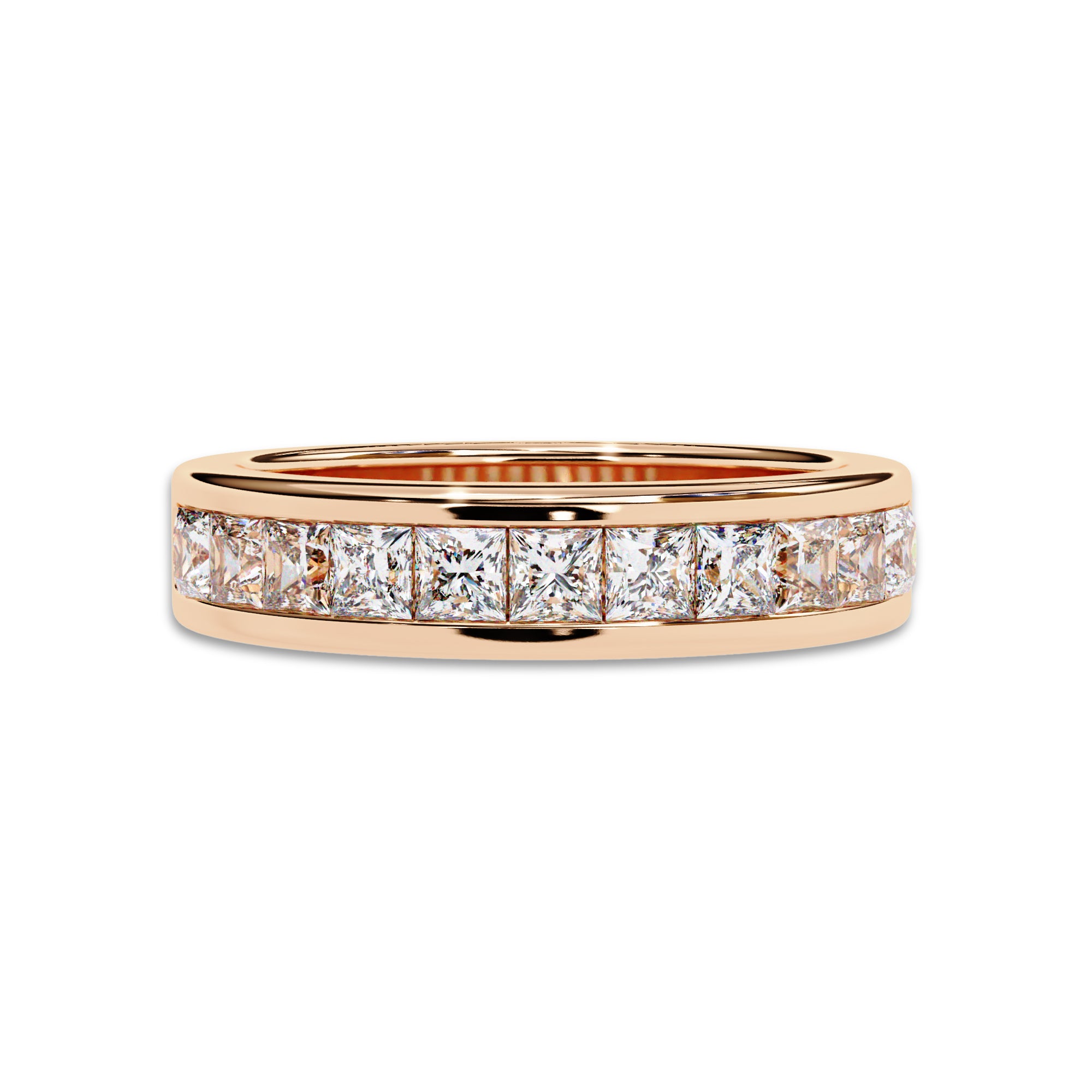 Lab Grown Diamond Channel Set Half Eternity Wedding Band Rings for Women